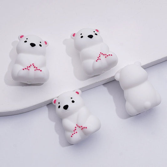 3D Little Cute Polar Bear Silicone Focal Beads