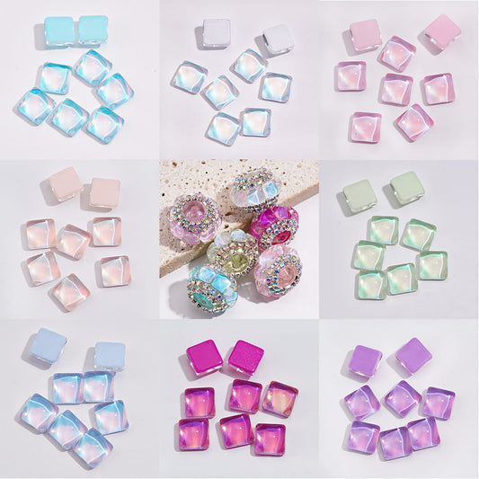 DIY Mini Cute Shiny Square Rhinestones for Beads, Jewelry Accessories, 6*6MM, Multi-Color