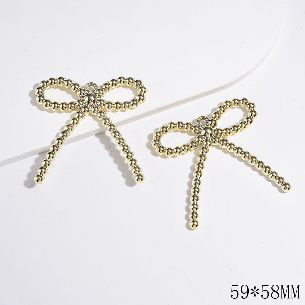 Large Bowtie Acrylic for DIY Charms Pendants, 59*58MM, Gold and Silver