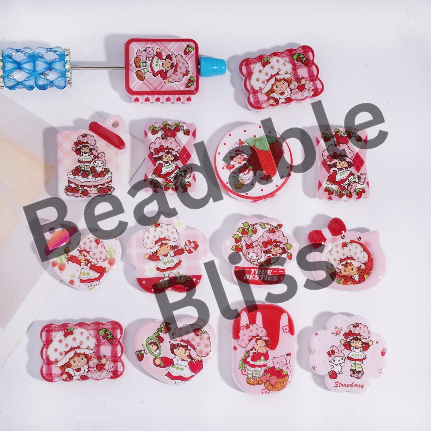 Acrylic Beads Pendant with Berry Girl Theme, Red Series, Random Mix