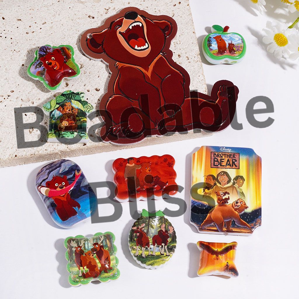 Bear Story Series Acrylic Beads and Pendants, Random Mix