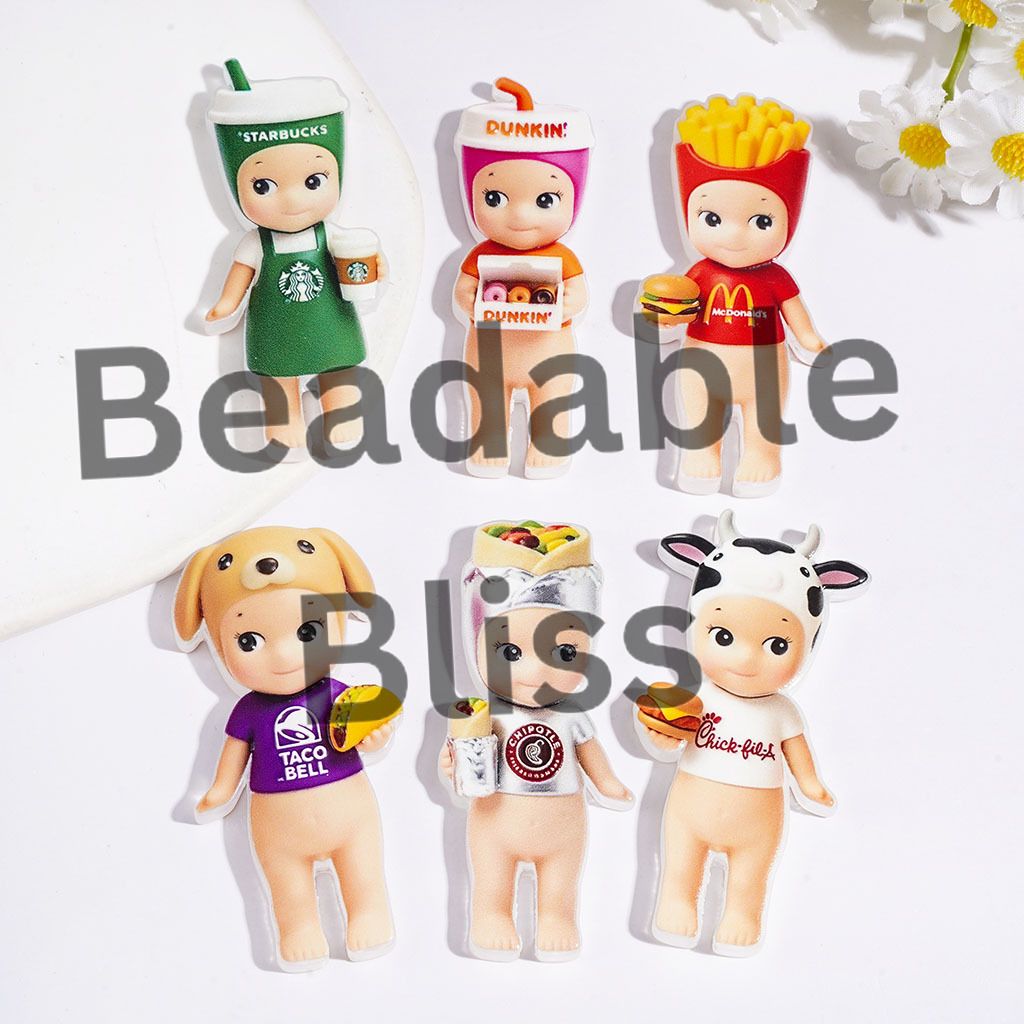 Famous Fast Food Japanese Baby Boy Acrylic Beads, Random Mix