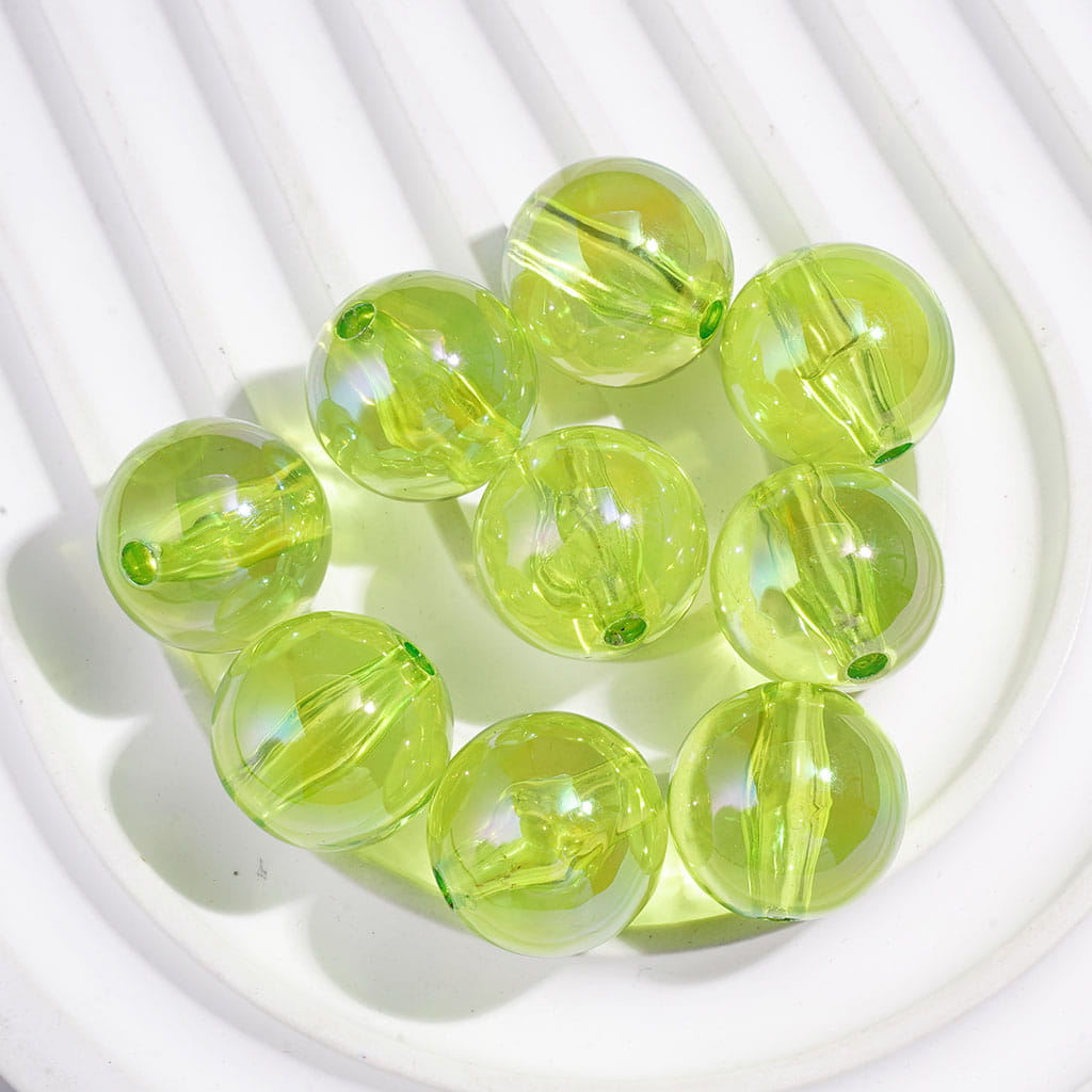 シースルー光沢ソリッドカラーアクリルビーズ UVコーティング 16mm CM