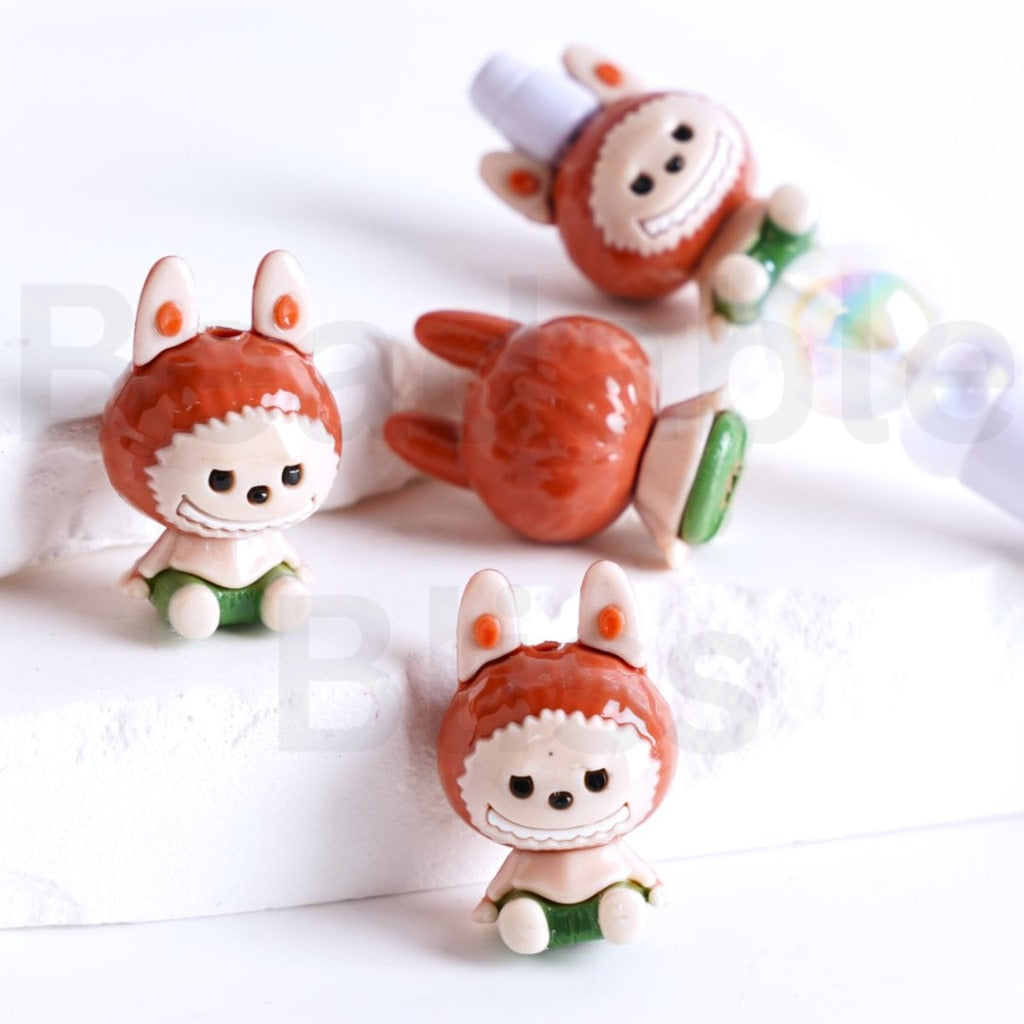 Mini Cute Labub Pop Mar Acrylic Beads, Around 30*19MM