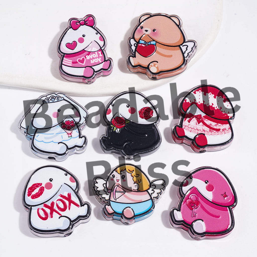 Valentine's Day Theme in Man Exclusive Acrylic Beads, Random Mix