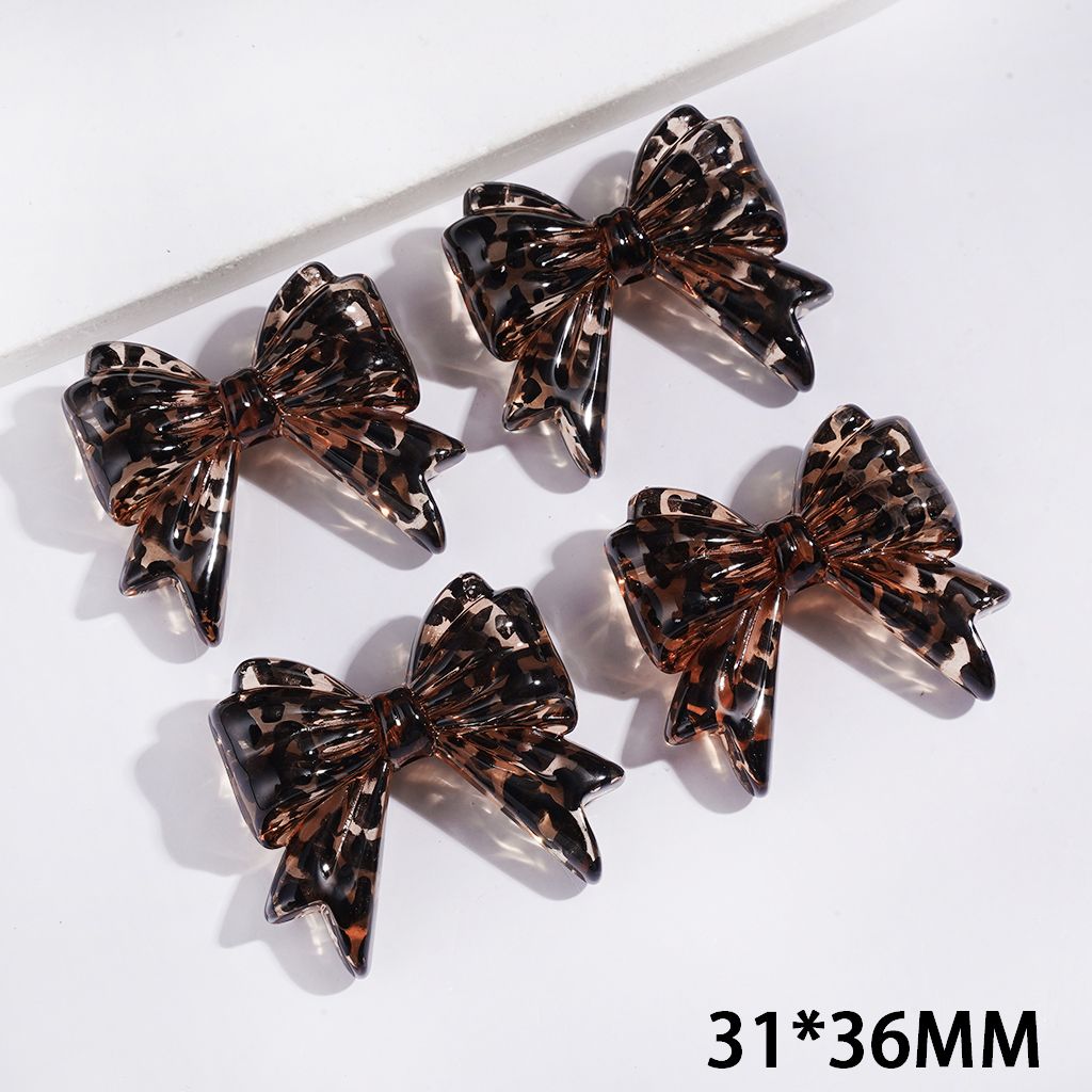 Acrylic Beads Bowtie with Leopard Prints, 31*36MM