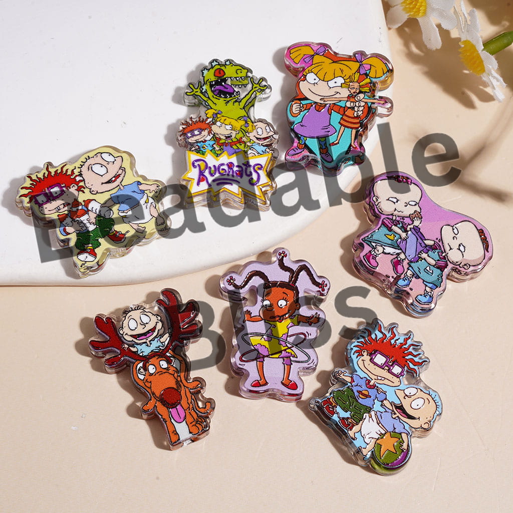 Acrylic Beads Naughty Kids Characters Series, Semi-Clear, Random Mix