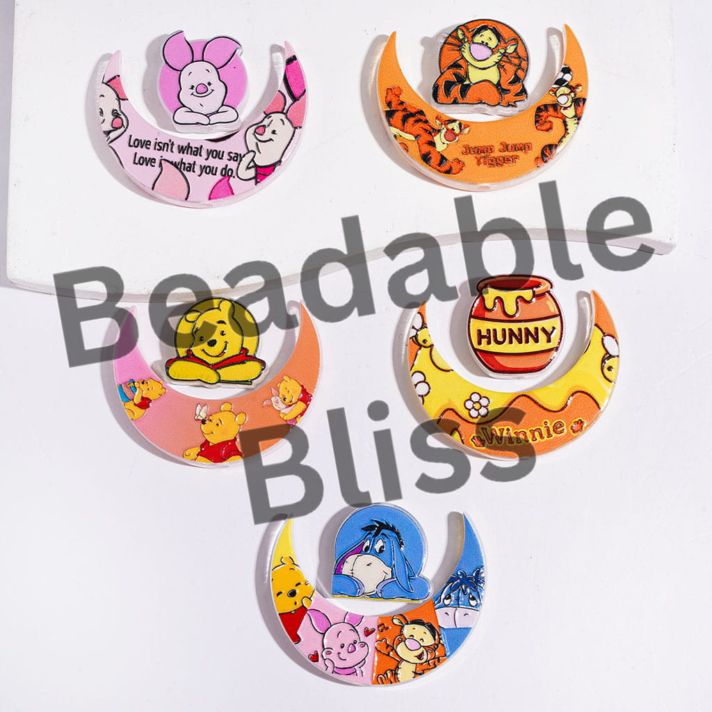 Crescent Moon and Cartoon Animal Collection Set Acrylic Beads, Classic Animation Characters Series, Random Mix