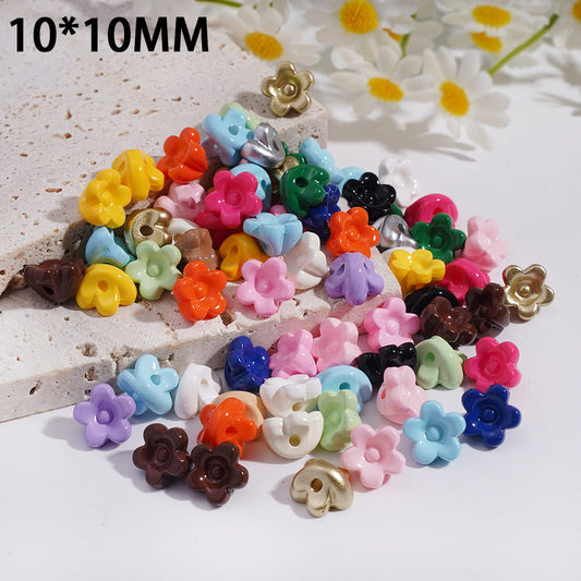 Acrylic Beads Charm Pendants Solid Color Flower, 10*10MM, Random Mix (They Don't Fit for Pen)