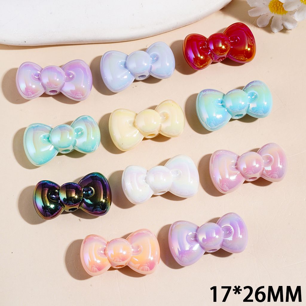 UV-Coated Acrylic Beads Diverse Colors Bowtie, 17*26MM Random Mix