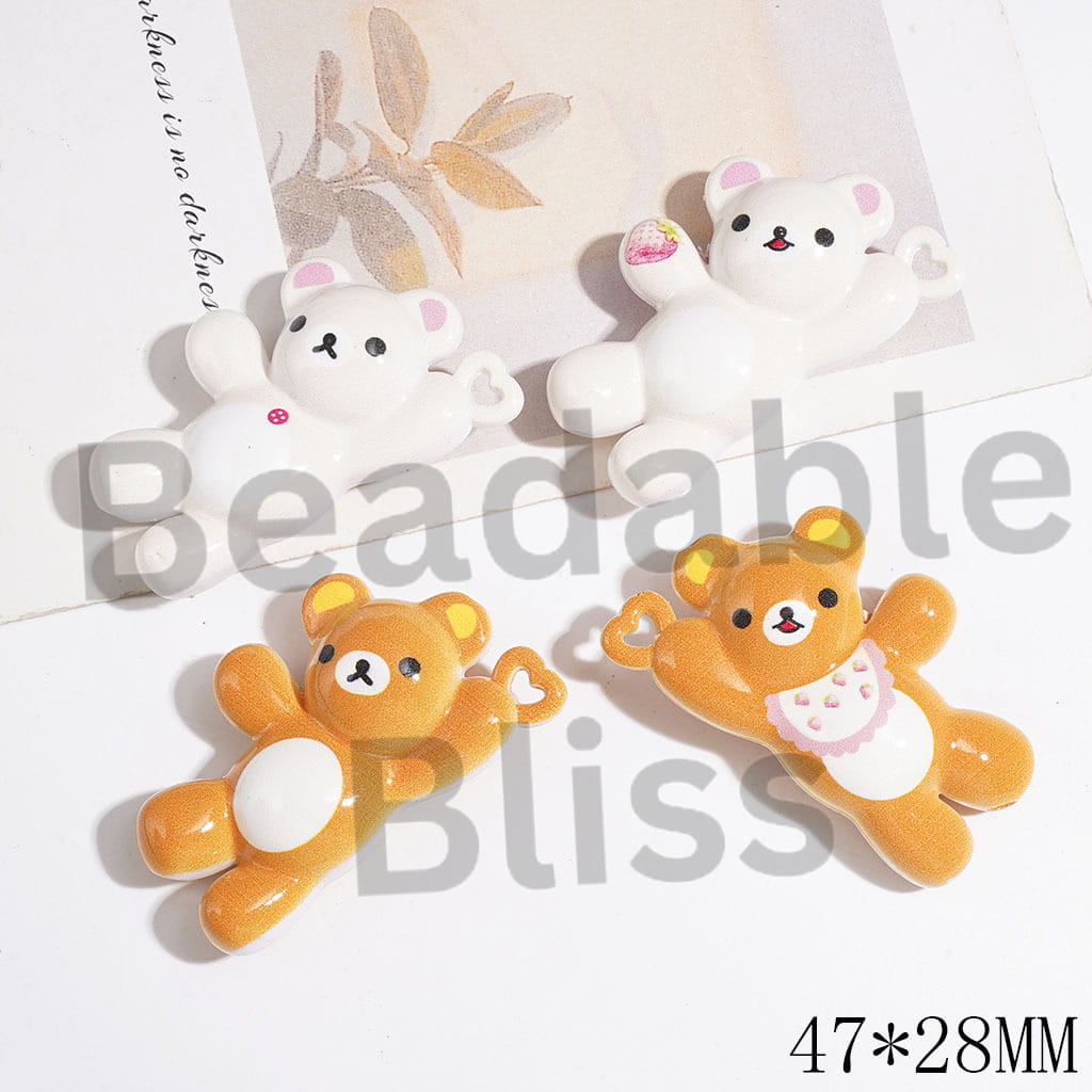 Cute Bear in Relaxed Posture Acrylic Pendants, 47*28MM Random Mix