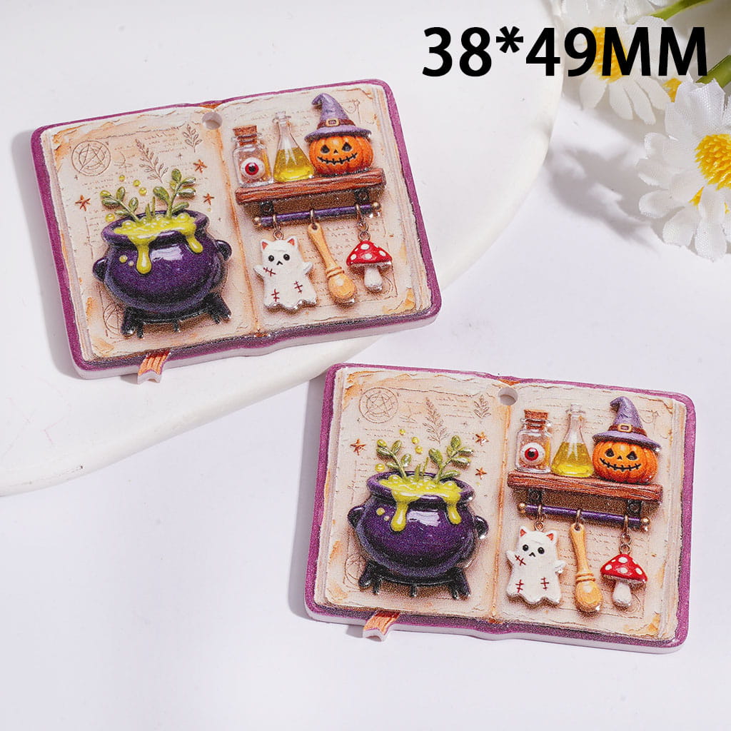 Magical Witchcraft Knowledge Book Acrylic Pendants, 38*49MM