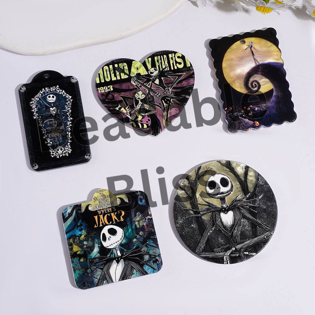 Halloween Theme Skull Skeleton Couple Character Acrylic Pendants, Random Mix