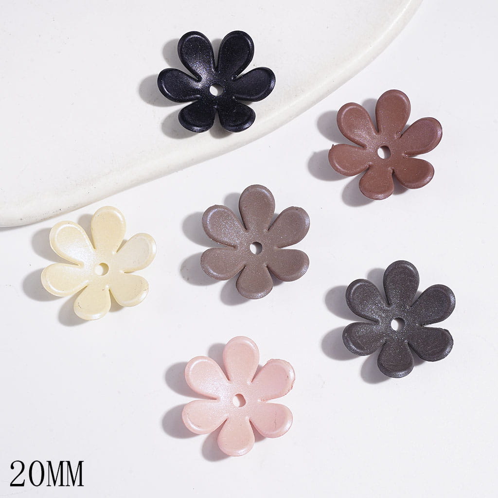 20MM - Acrylic Bead Cages Six-Petaled Flower, UV Finish Bead Cap, Multi-Color, Random Mix