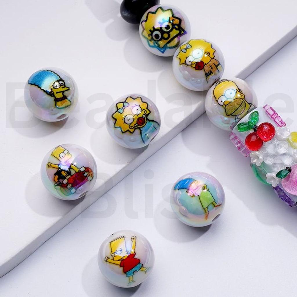 UV Coating The Simpso White Round Acrylic Beads, 16MM, Random Mix