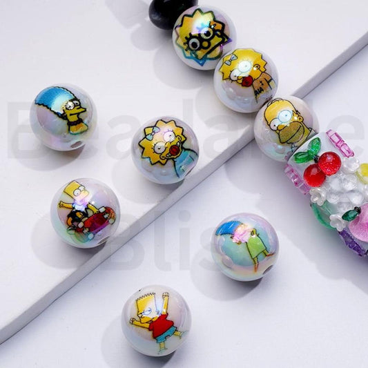 UV Coating The Simpso White Round Acrylic Beads, 16MM, Random Mix