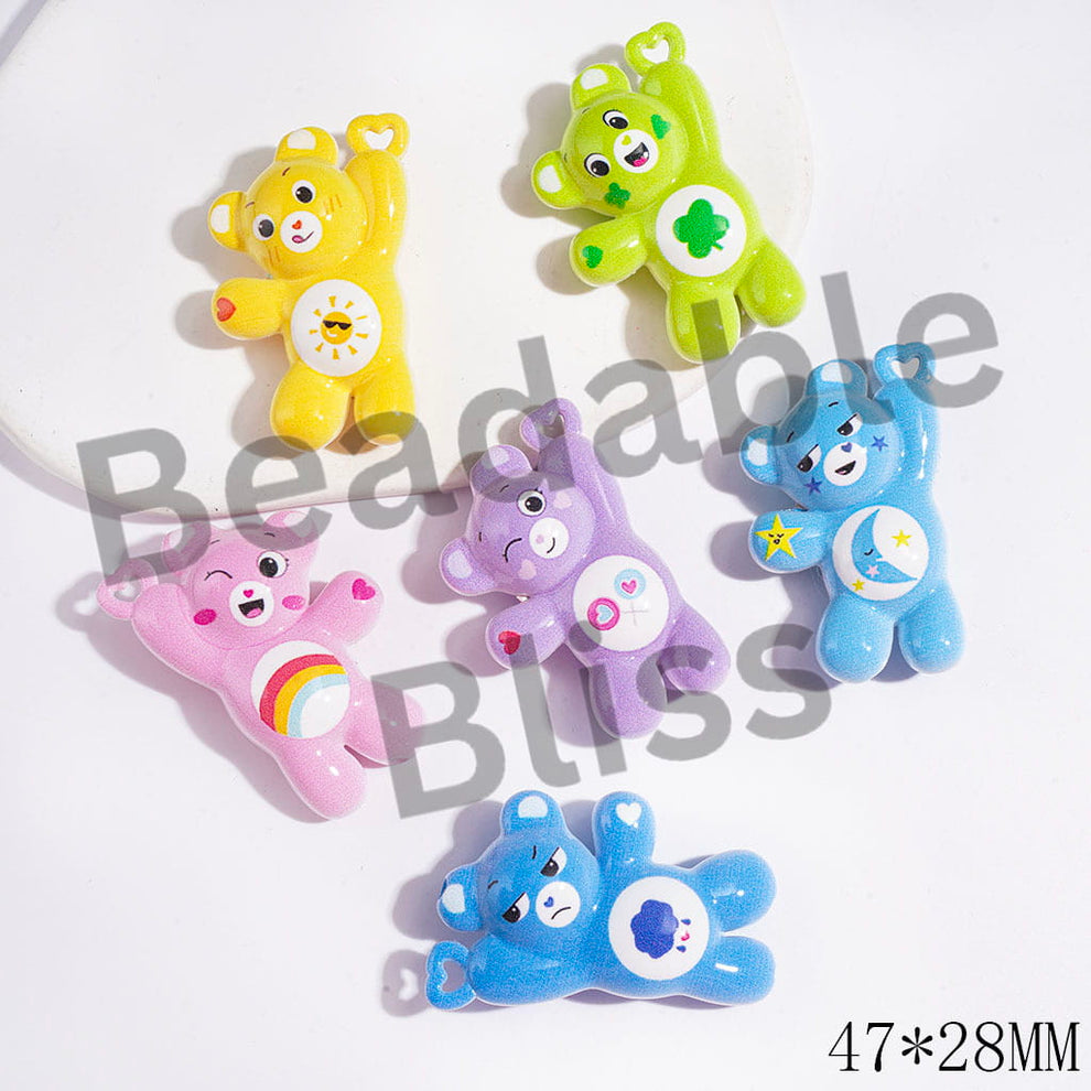 Acrylic Beads and Pendants Rainbow Bear Series, 47*28MM, Heart-Shaped ...