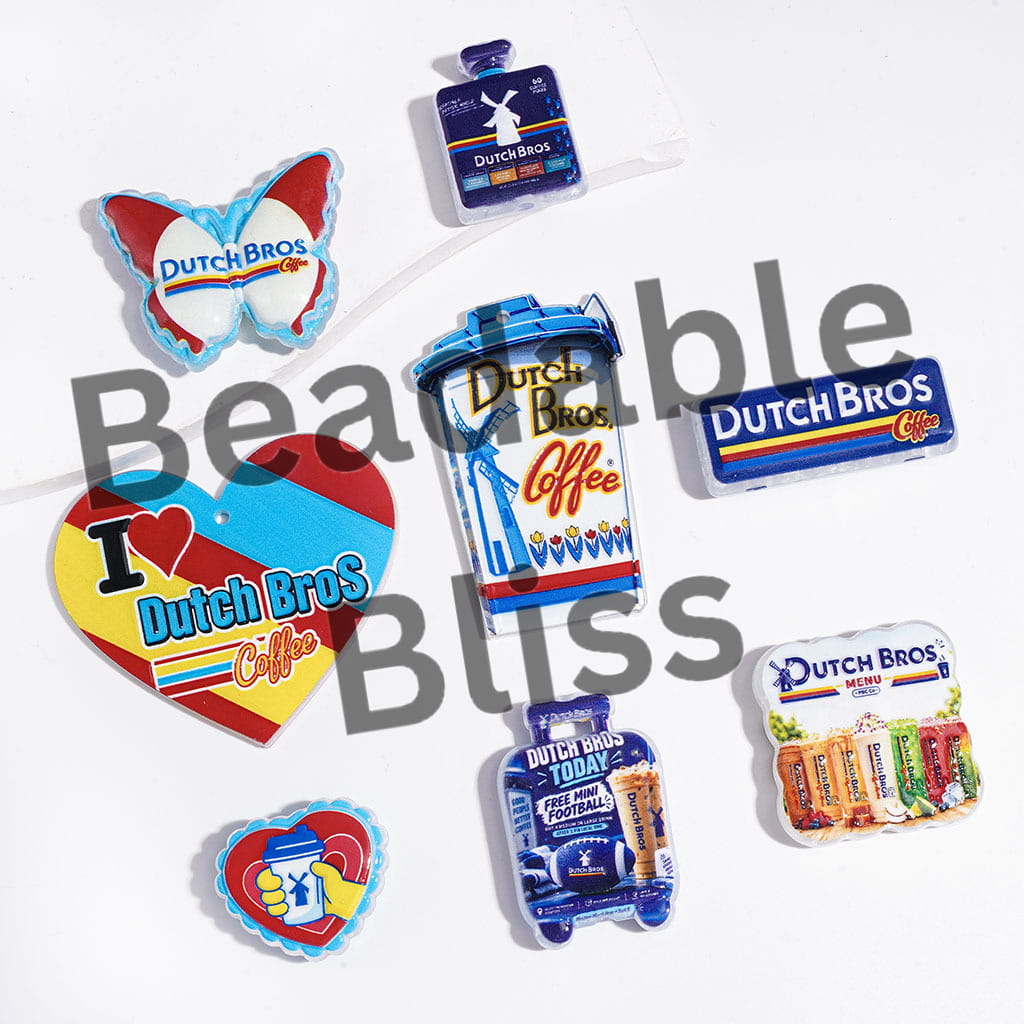 Acrylic Bead and Pendants American Blue Windmill Coffee Series, Random Mix