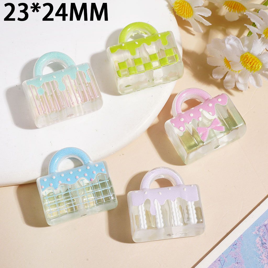 Various Cake Series Handbag Acrylic Beads, 23*24MM Multi-Color Random Mix