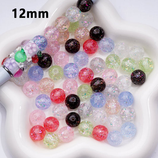キラキラ輝くミニフレークマルチカラークリアラウンドアクリルビーズ、12mm