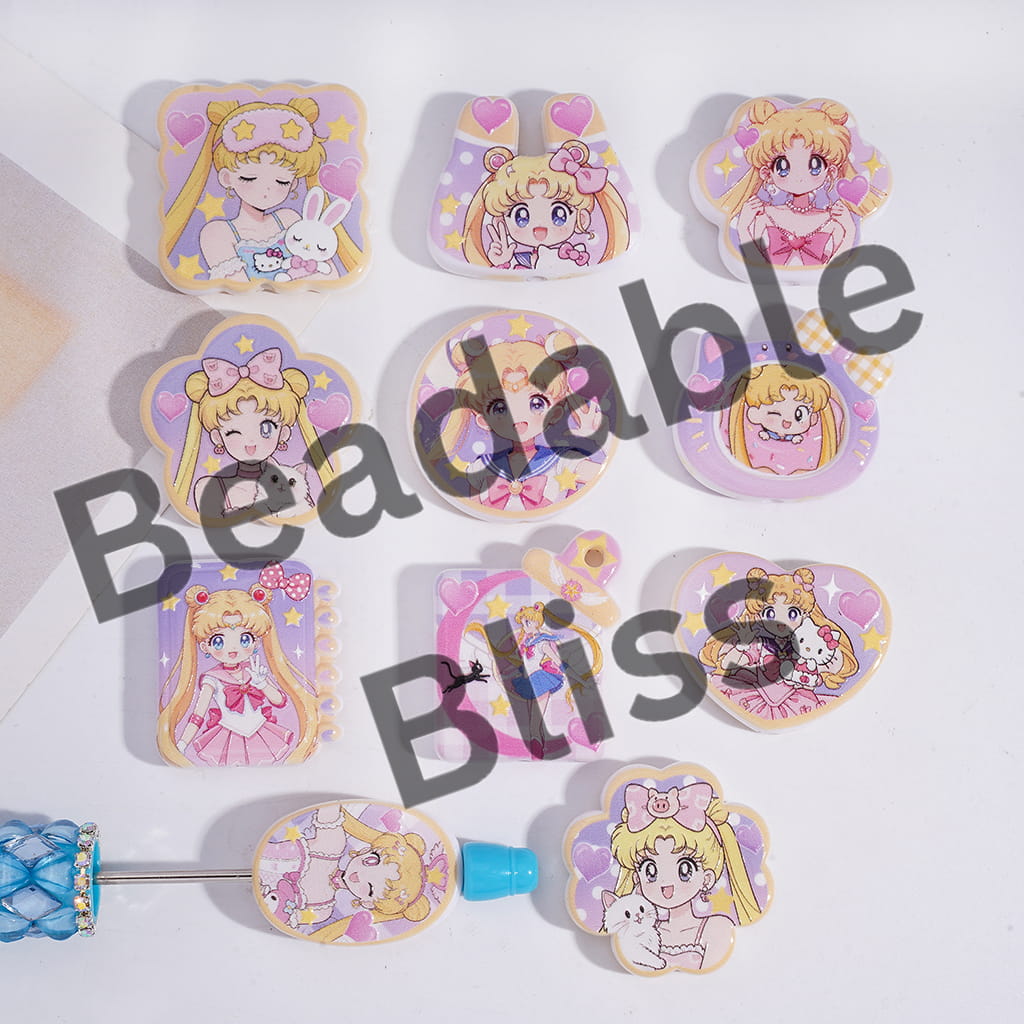 Acrylic Beads Pendant with Magical Girl Guardian Character Series, Random Mix