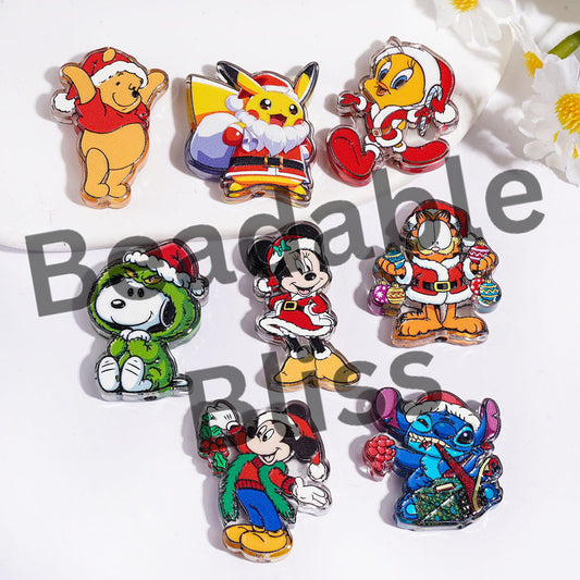 Christmas Acrylic Beads Classic Animation Animal and Monster Character Series, Random Mix