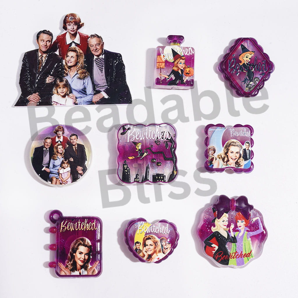Acrylic Beads and Pens US TV Witch Wife in the House Characters, Purple Series, Random Mix