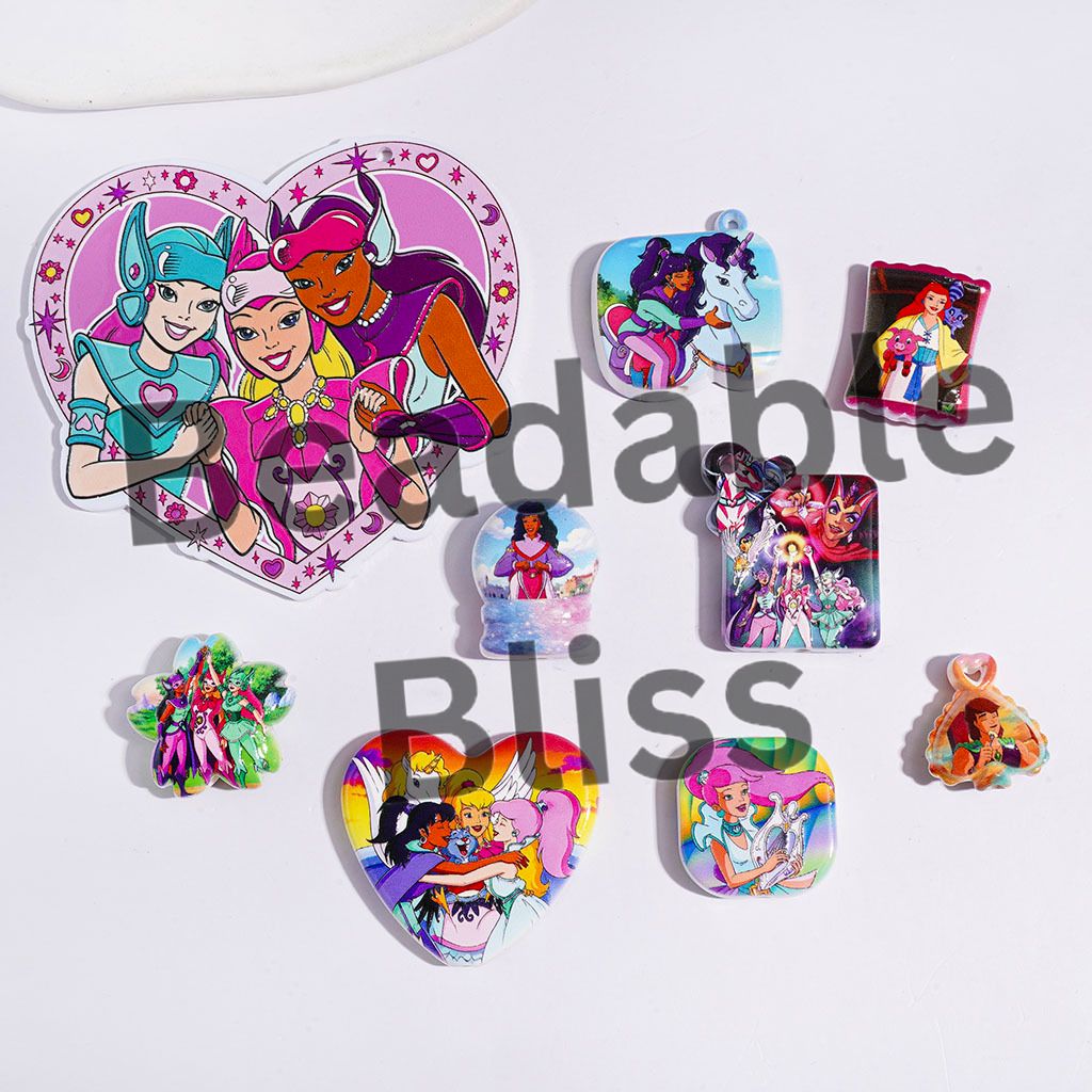Magical Princess Knight Unicorn Character Acrylic Beads and Pendants, Random Mix
