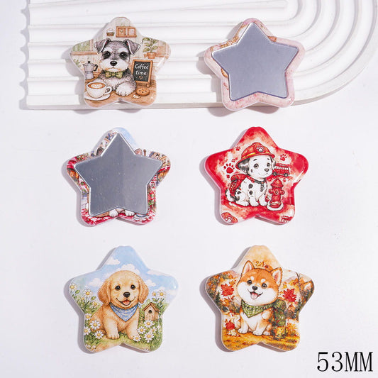 Star with Pet Dog Patterns Acrylic Beads, 53MM, Random Mix