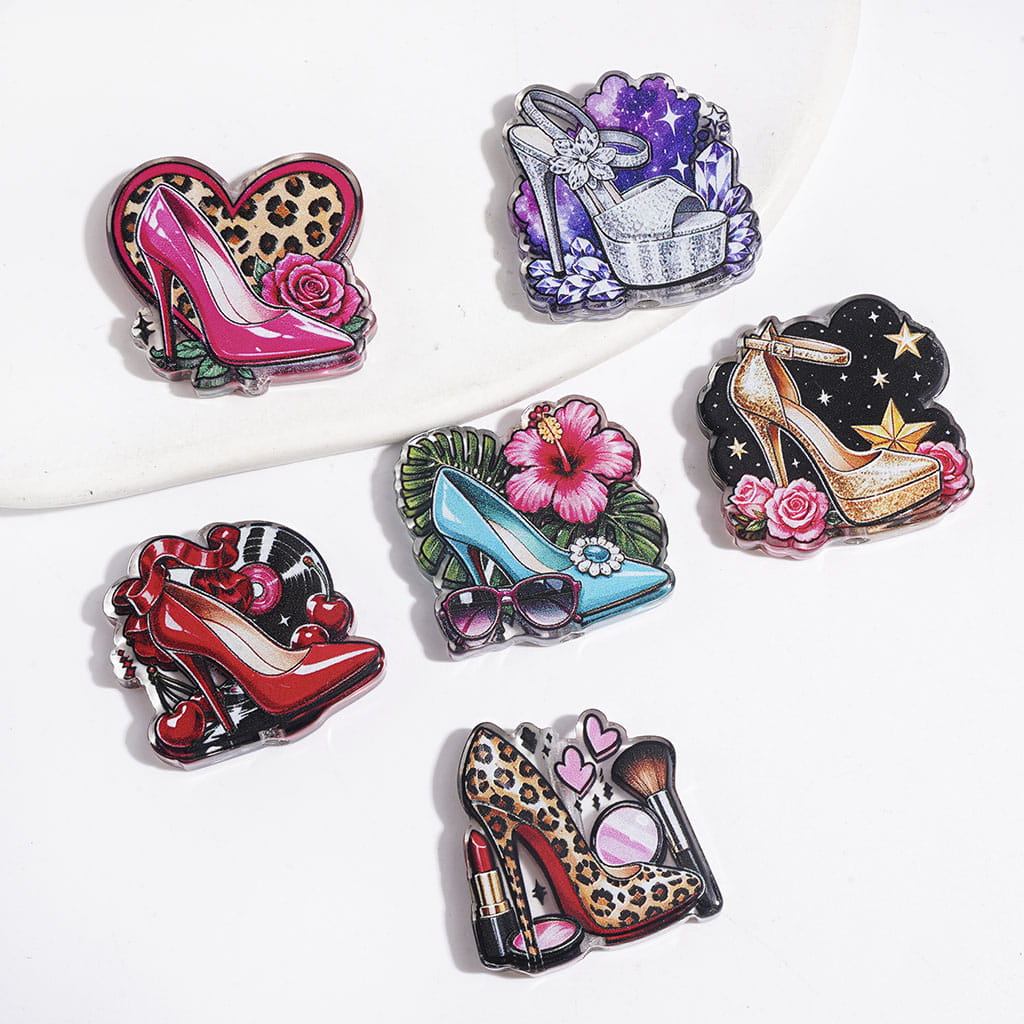Semi-Clear Acrylic Beads High-Heel Shoes in Diverse Style, Random Mix