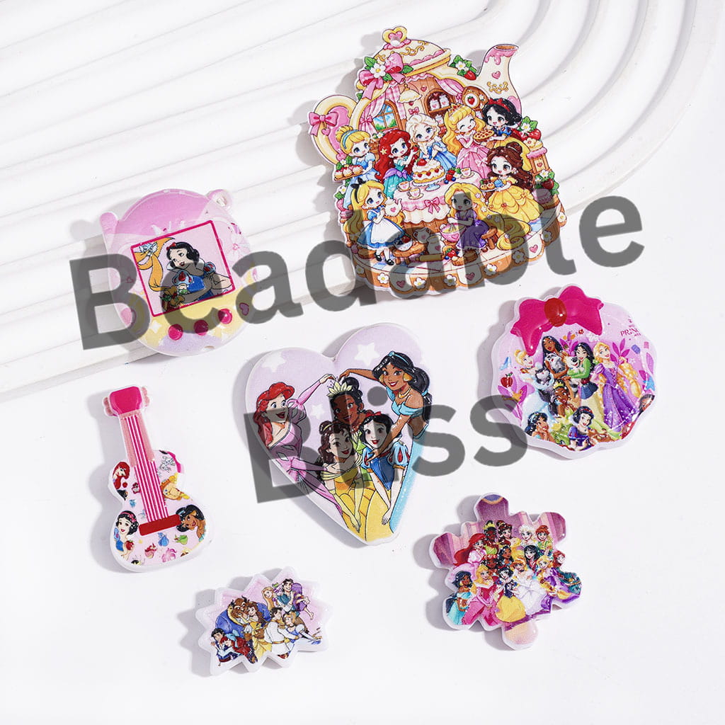 Acrylic Beads and Pendants Beautiful Princess Character Series, Random Mix