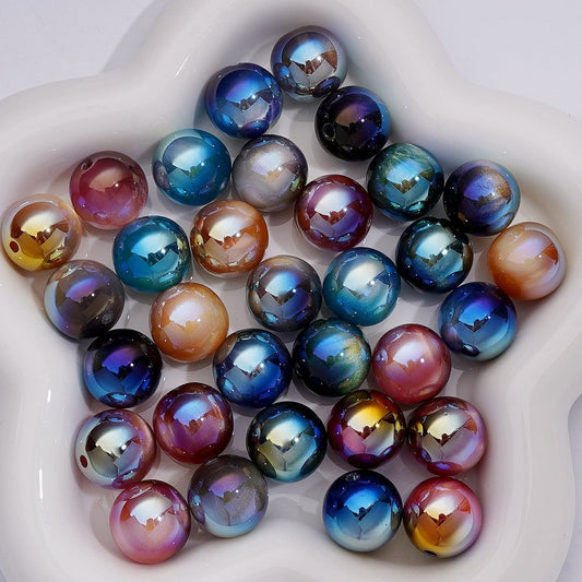 Multicolored marbles in a white bowl

