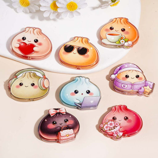Acrylic Beads Cute Dumpling in Cartoon Style, Semi-Clear, Random Mix