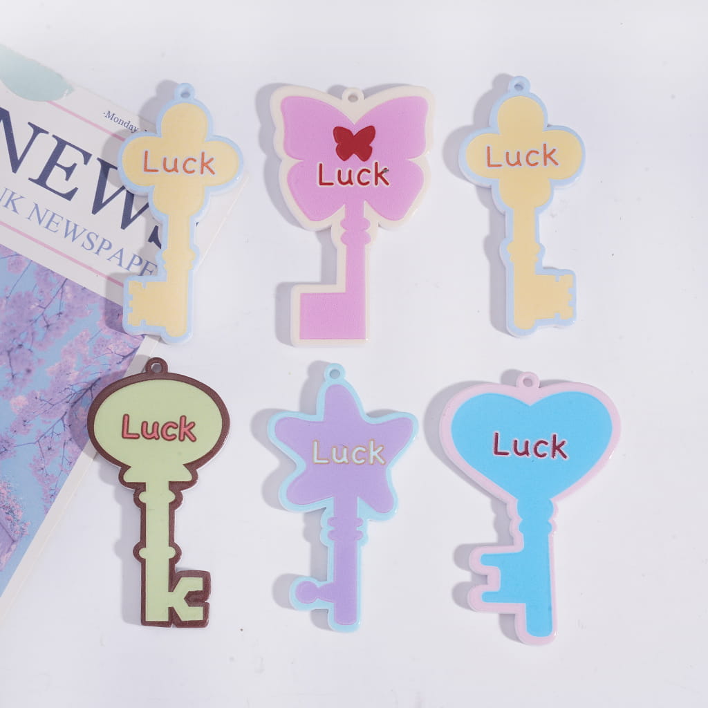 Acrylic Pendant Luck Key in Various Style, Random Mix