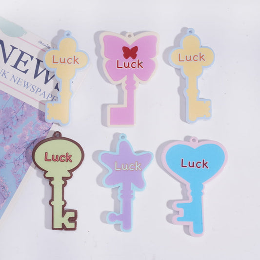 Acrylic Pendant Luck Key in Various Style, Random Mix