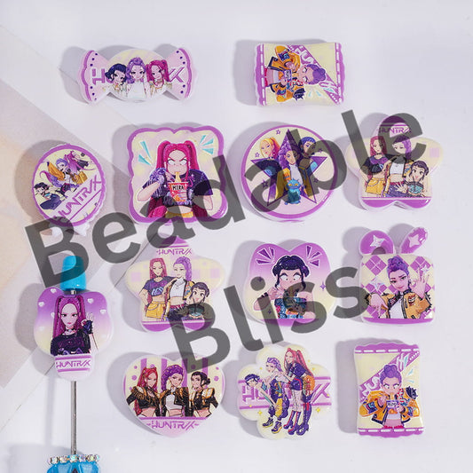 Acrylic Beads Pendant with Girl Band Series, Random Mix