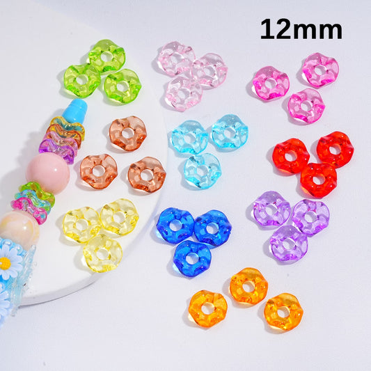 Colorful beaded fidget spinner components on a white background with '12mm' text.

