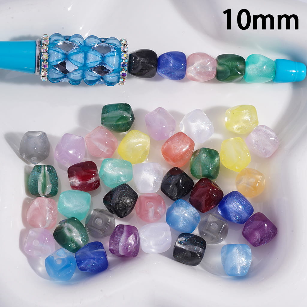 Acrylic Beads Pomegranate Shape with Glitter, 10MM, Translucent, Multi-Color, Random Mix