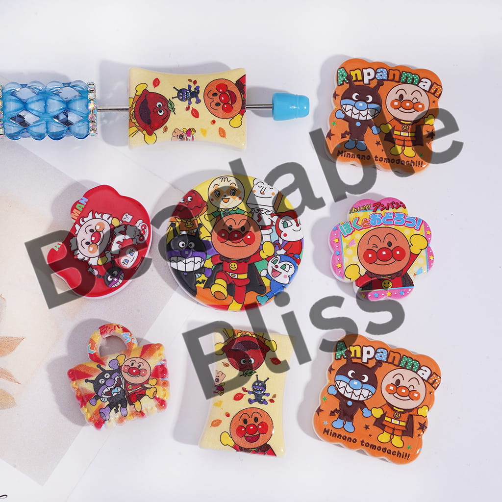 Acrylic Beads Pendant Bread Superman Character Prints Series, Random Mix