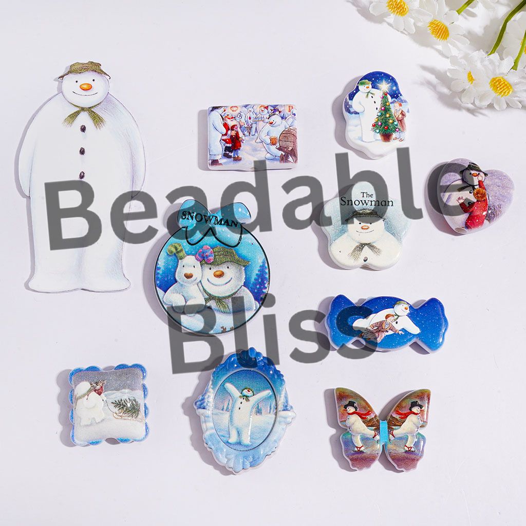 England Classic Snowman Picture Series Acrylic Beads and Pendants, Random Mix 