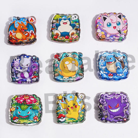 Small Monster Character Series Acrylic Beads, Semi-Clear, Random Mix