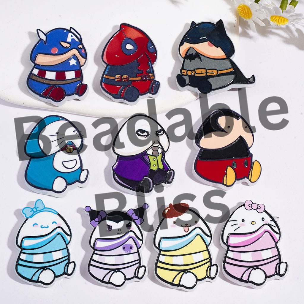 Acrylic Beads Strong Character & Adorable Character & Classic Anime Animal Character, Man Exclusive Theme, Random Mix