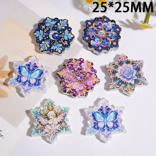 Acrylic Beads with Dreamy Snowflake Series, 25*25MM Multi-Color Random Mix
