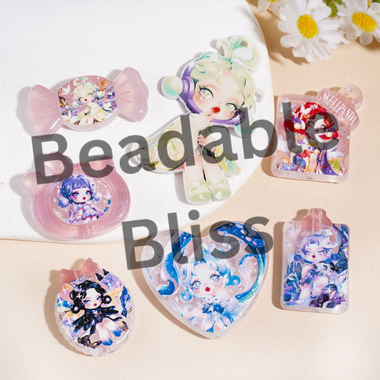 Acrylic Beads for Pendants Traditional Style Girl Character Series, Various Shapes Random Mix