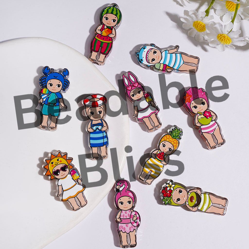 Acrylic Beads Angel Doll with Bathing Suit, Summer Vacation Style, Random Mix