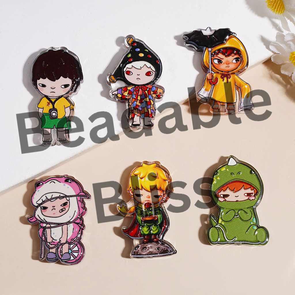 Acrylic Beads Handsome Cool Doll Character in Prince Style, Random Mix