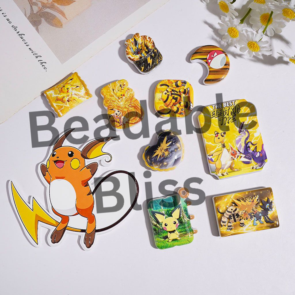 Acrylic Beads and Pendants Yellow Monster Electric Character, Random Mix