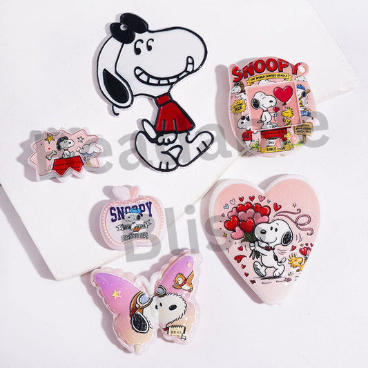 Beagle Dog Characters Series Acrylic Beads and Pendants, Random Mix