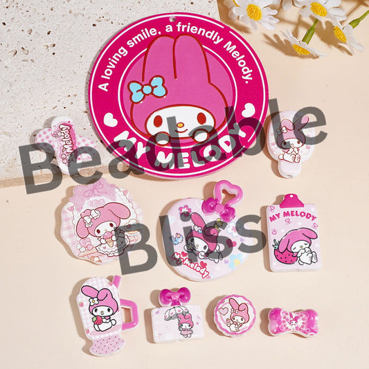 Acrylic Beads and Pendants Pink Bunny-Like Girl Character Theme, Random Mix