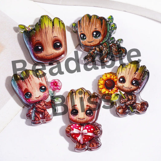 Galaxy Guard Team Withered Wood Character in Various Style Acrylic Beads, Semi-Clear, Random Mix